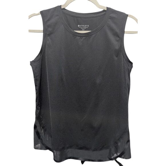 NWOT ATHLETA Cadence Black Mesh Hem Tank Top Size XSP - Picture 4 of 5